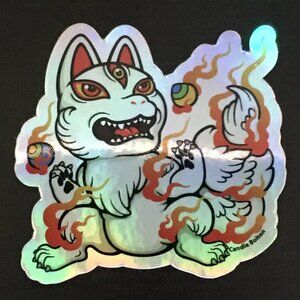 5/$25 Retro Kitsune and Floating Eyeballs Holo Sticker